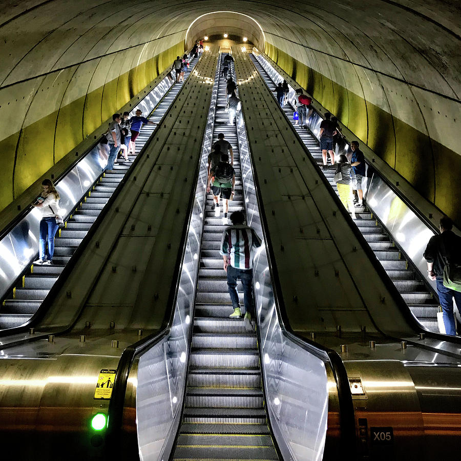 Washington D.c. Photograph - Bright Lights, Tall Escalators by Lora J Wilson