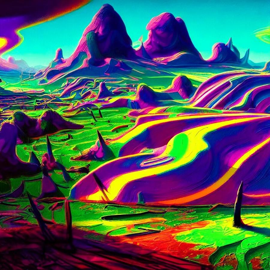 Bright Psychedelic Holocaust Landscape Digital Art by Stable Diffusion ...