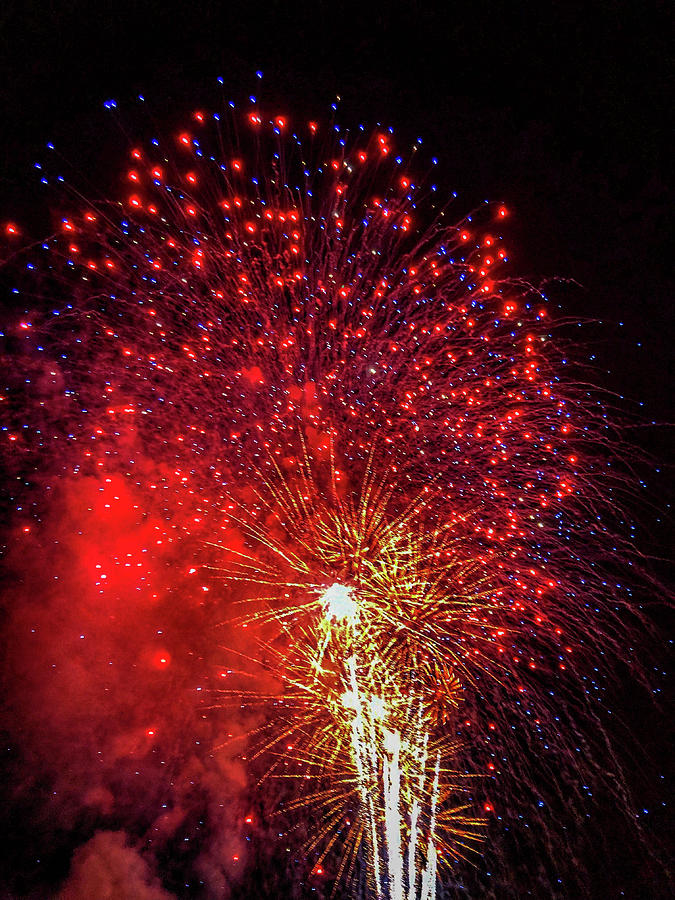 Bright Red Fireworks Photograph by William E Rogers - Fine Art America