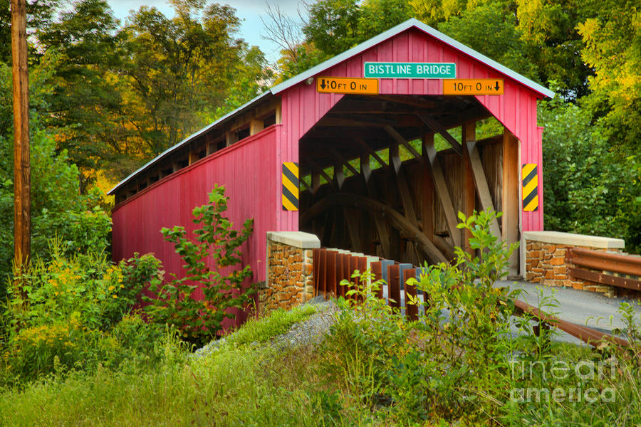 Bright Red Flickingers Covered Bridge Photograph by Adam Jewell
