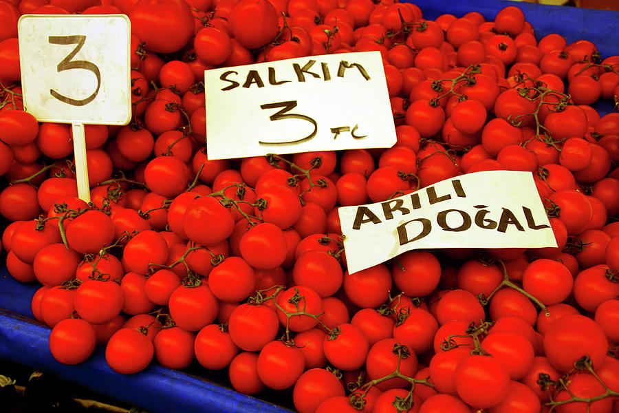 Bright red tomatoes central market Photograph by Steve Estvanik
