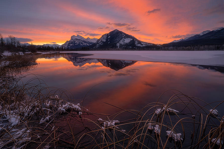 Bright Sunrise At Vermillion Lake Photograph by Lydia Jacobs
