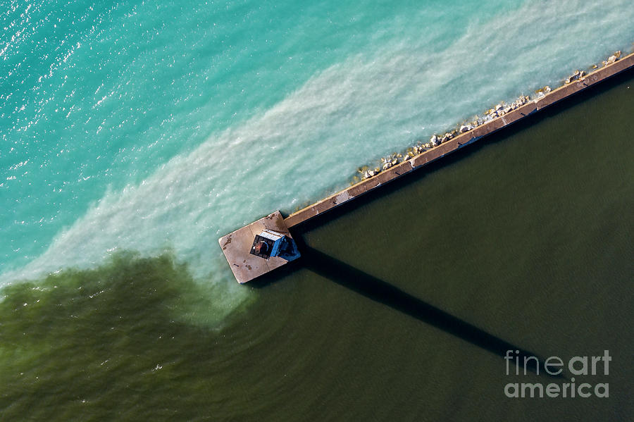 Lighthouse Photograph - Bright Waters in Frankfort from the Sky by Twenty Two North Photography