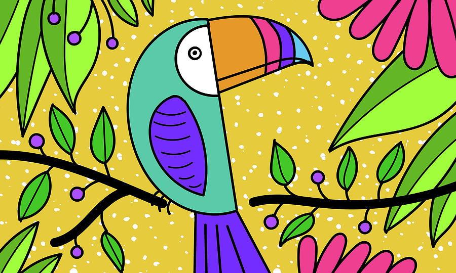 Toucan Digital Art - Brightly Colored Toucan by Deidre Mosher