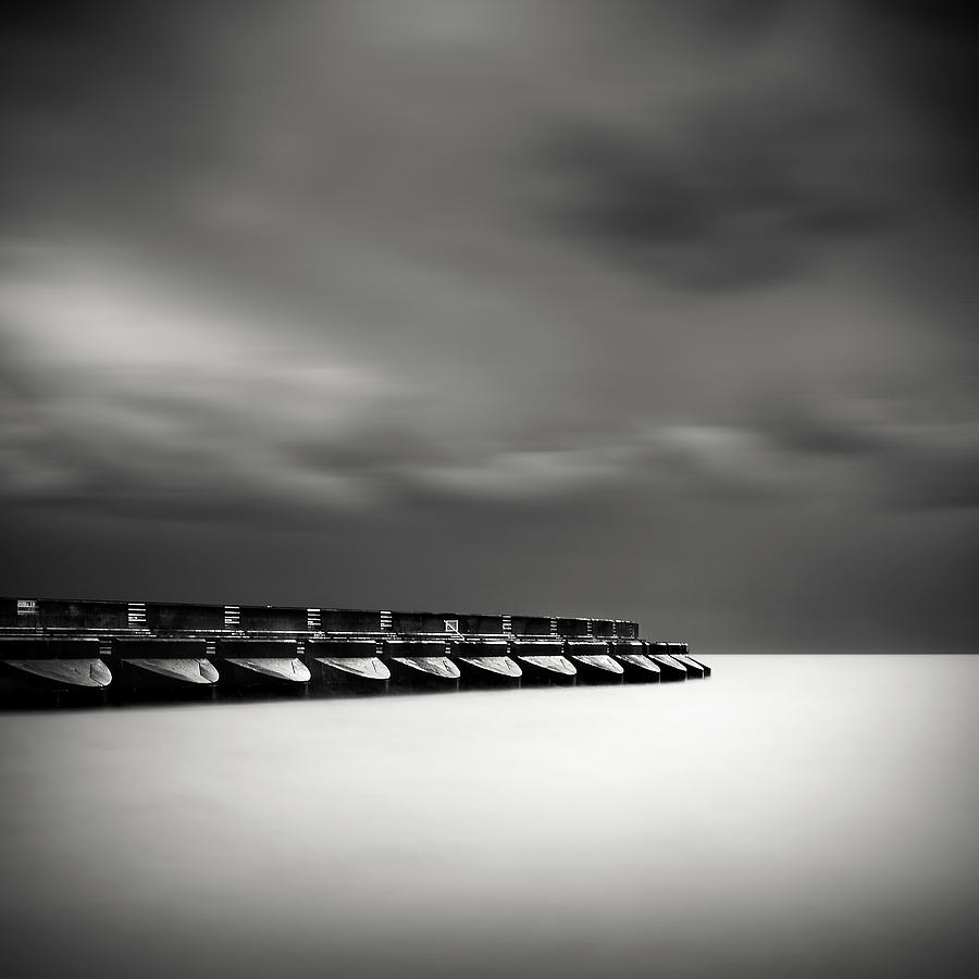 Black And White Photograph - Brighton Sea Defense by Rob Cherry