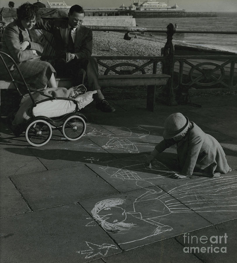 Black And White Photograph - Brighton Seafront Uk, Early 1950s by English School