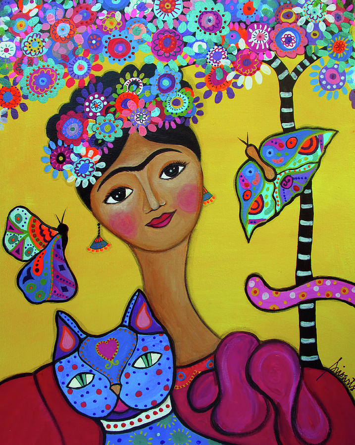 Cat Painting - Brigits Frida And Her Cat by Prisarts