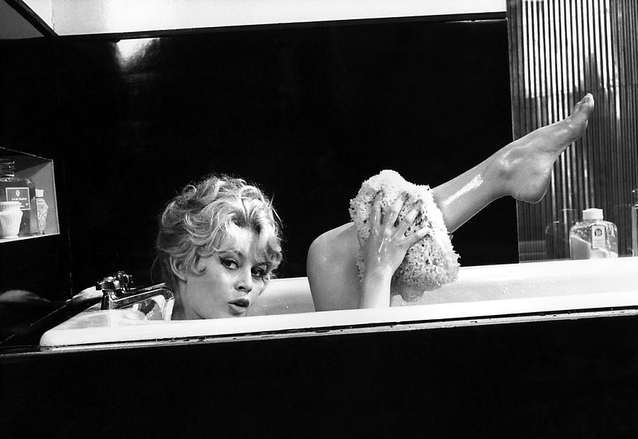 Black And White Photograph - Brigitte Bardot Bathing by Globe Photos