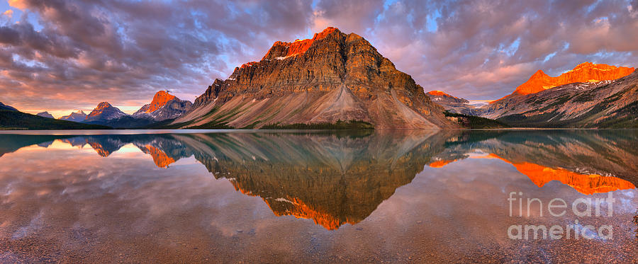 Brilliant Bow Lake Sunrise Panorama Photograph by Adam Jewell