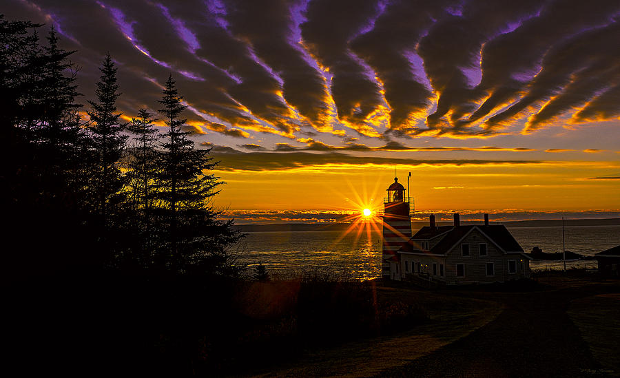 Skyline Photograph - Brilliant  Sunrise At West Quoddy by Marty Saccone