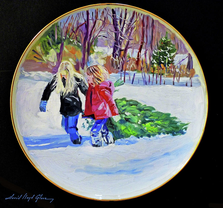 Bringing Home The Christmas Tree Painting by David Lloyd Glover