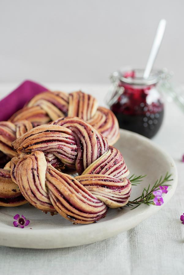 Brioche With Blackcurrant Jam Photograph by Sonia Chatelain