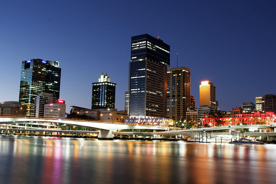 Brisbane Cityscape At Night Photograph by Andi Surjanto