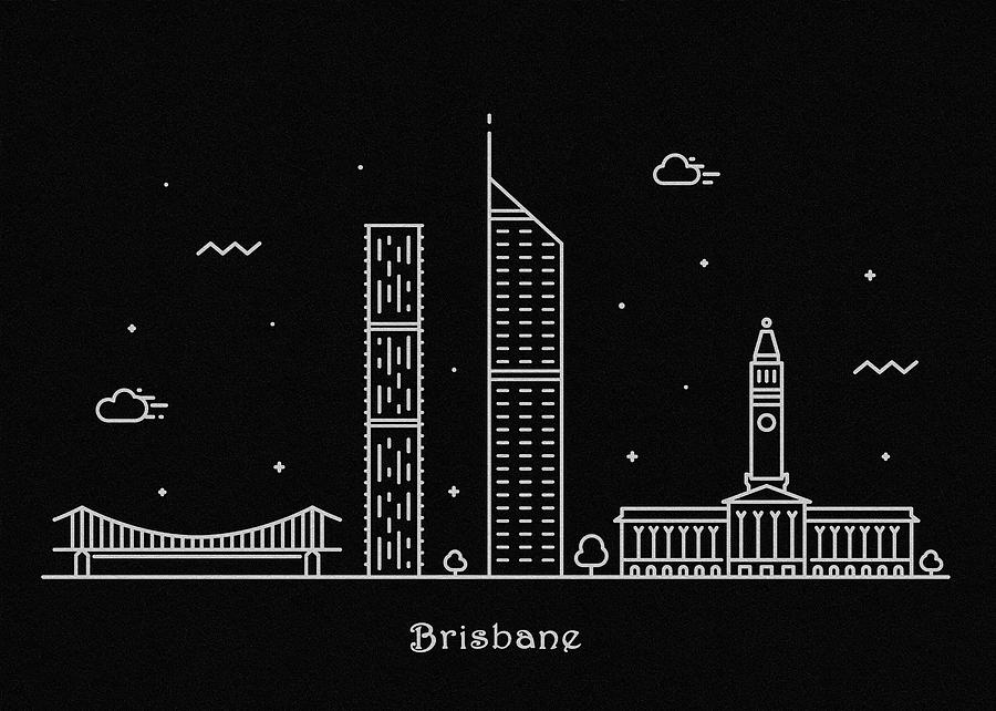 Brisbane Skyline Travel Poster Digital Art by Inspirowl Design