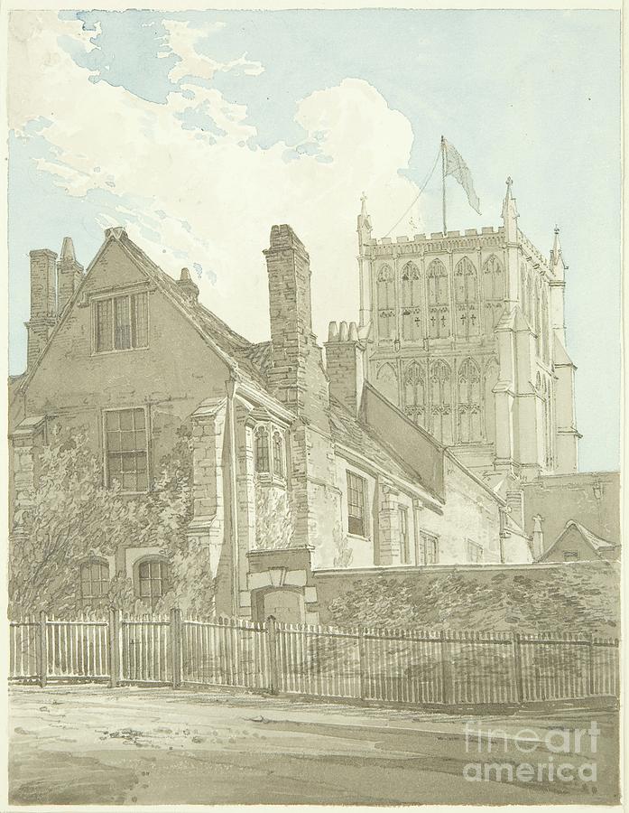 Bristol Cathedral And One Of The Prebendal Houses Painting by Hugh Oneill