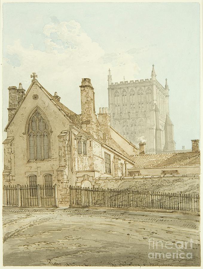 Bristol Cathedral And Prebendal House In Lower College Green Painting by Hugh Oneill