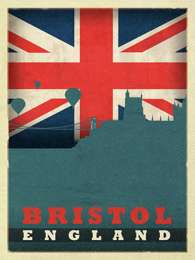 City Mixed Media - Bristol England World City Flag Skyline by Design Turnpike