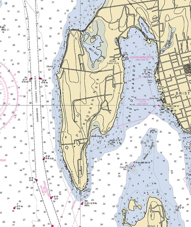 Bristol Harbor-rhode Island Nautical Chart Mixed Media by Sea Koast ...