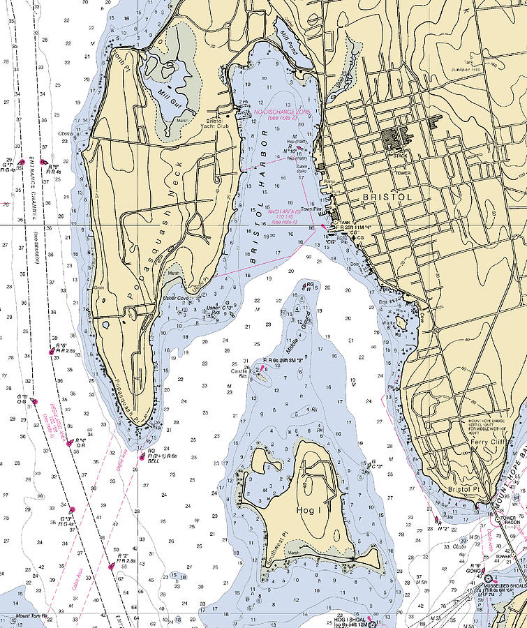 Bristol-rhode Island Nautical Chart Mixed Media by Sea Koast | Fine Art ...