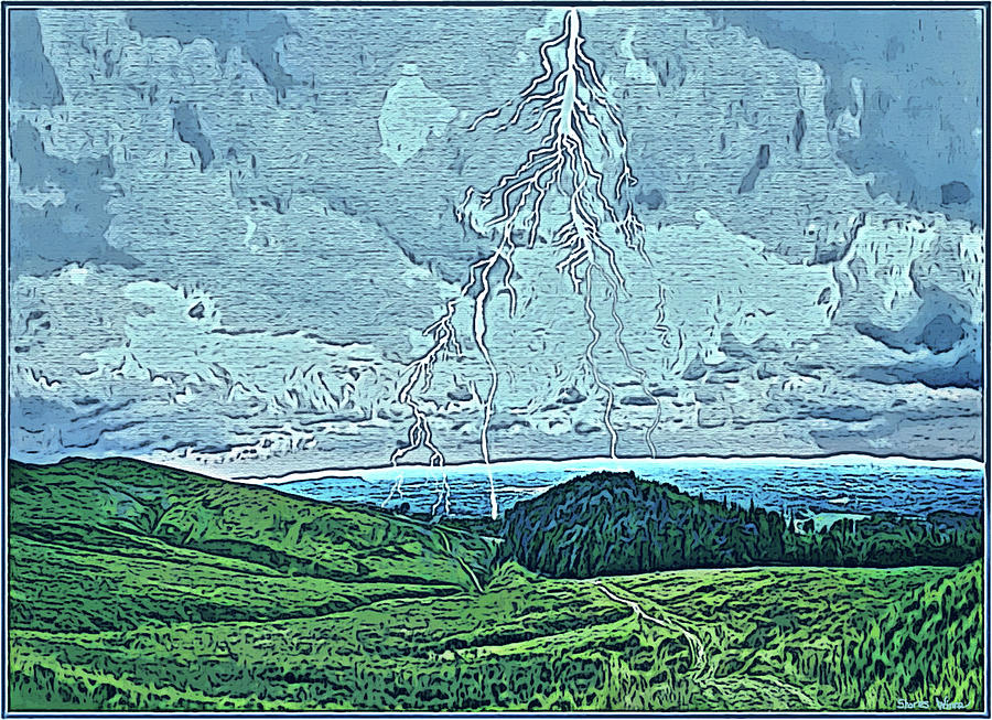 British Landscape with Vista, Forest, Lightening, Abbie Shores Challenge Edit This 24 Mixed Media by Lise Winne