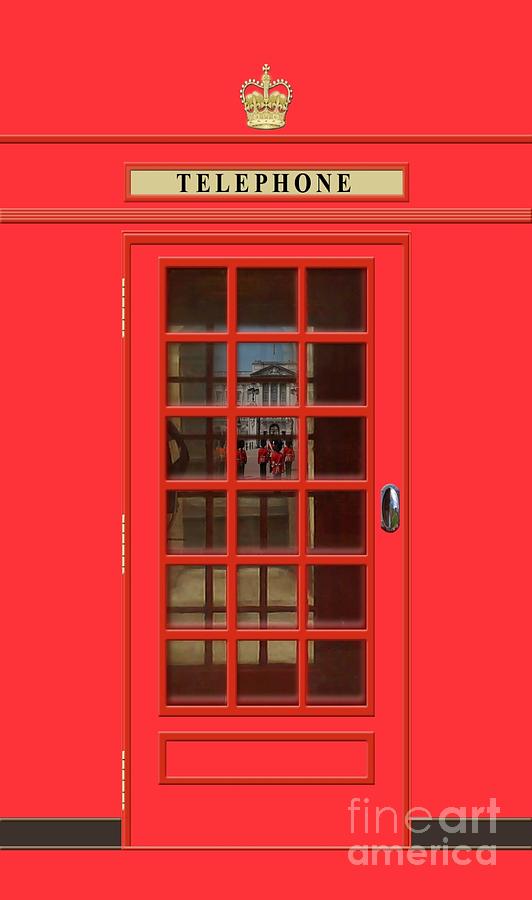 British Red Phone Box With Buckingham Palace Mixed Media
