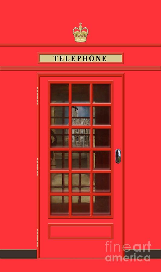 British Red Phone Box With The Tower Of London Mixed Media