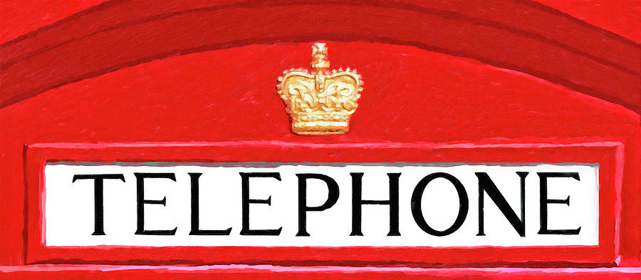 British Telephone Box Sign Mixed Media by Mark Tisdale