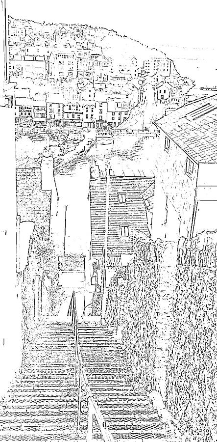 Brixham Steps To The Harbour Drawing by Mackenzie Moulton
