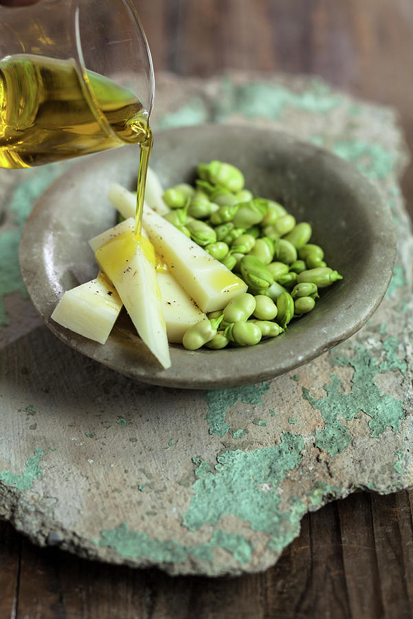 Broad Beans And Pecorino With Olive Oil Photograph by Eising Studio