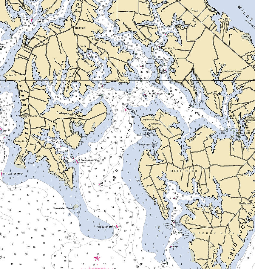 Broad Creekmaryland Nautical Chart Mixed Media by Sea Koast Fine Art