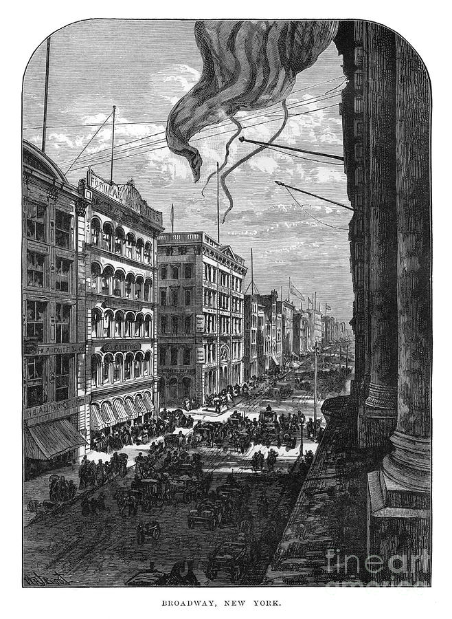 Broadway, New York, 19th Century Drawing by Print Collector