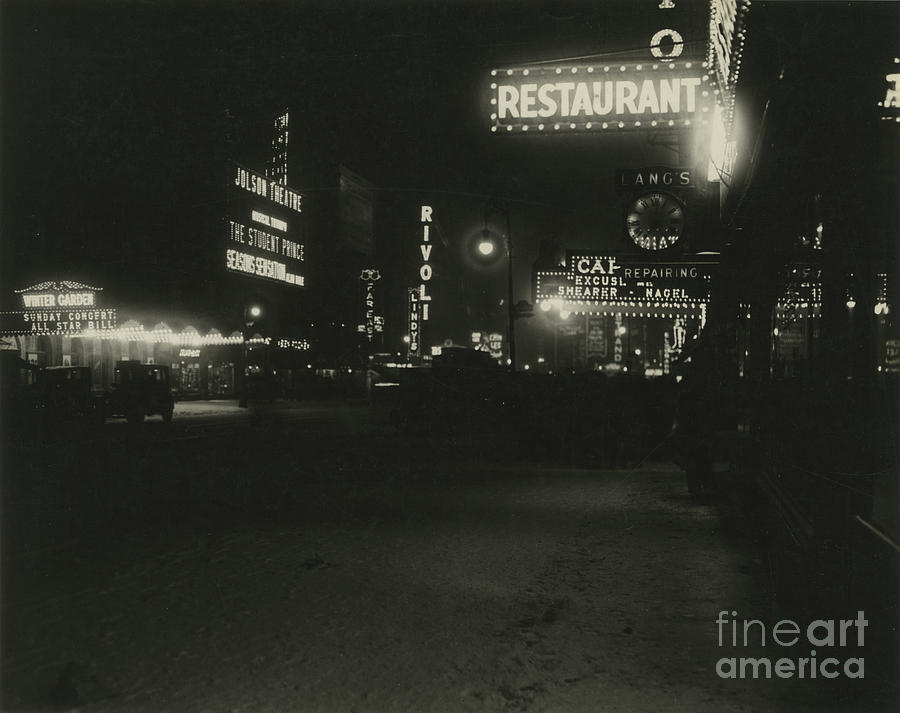 Broadway On A Winter Night, 1922, New York, Usa, C1920-38 Photograph by Irving Browning