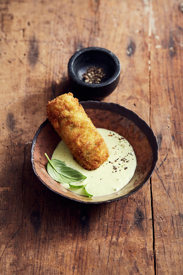 Broccoli-manchego Croquette With Fennel Mayo Photograph by Thorsten Stockfood Studios / Suedfels