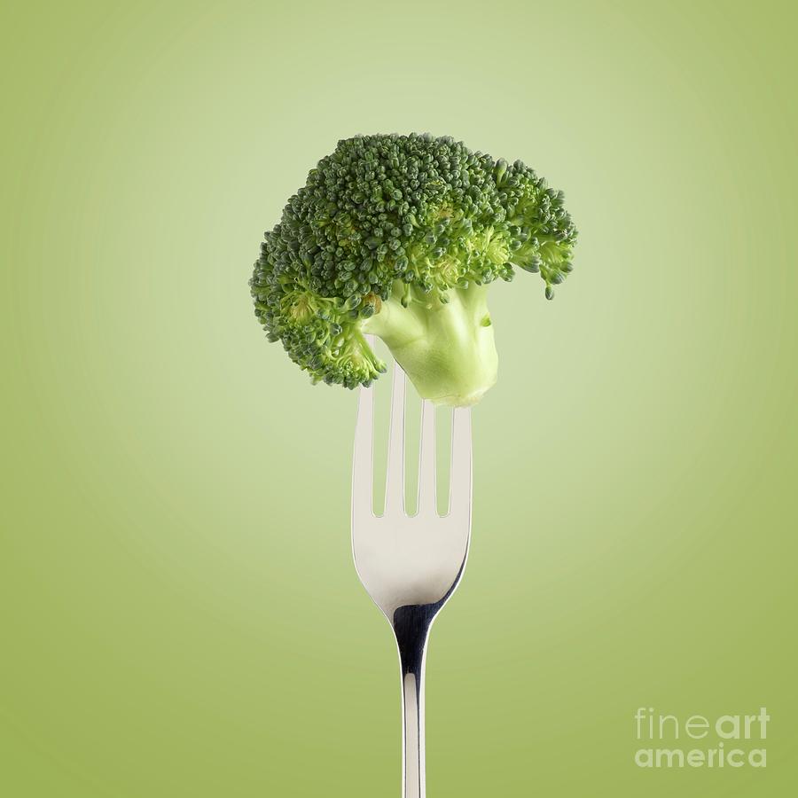 Broccoli Photograph - Broccoli On A Fork by Science Photo Library