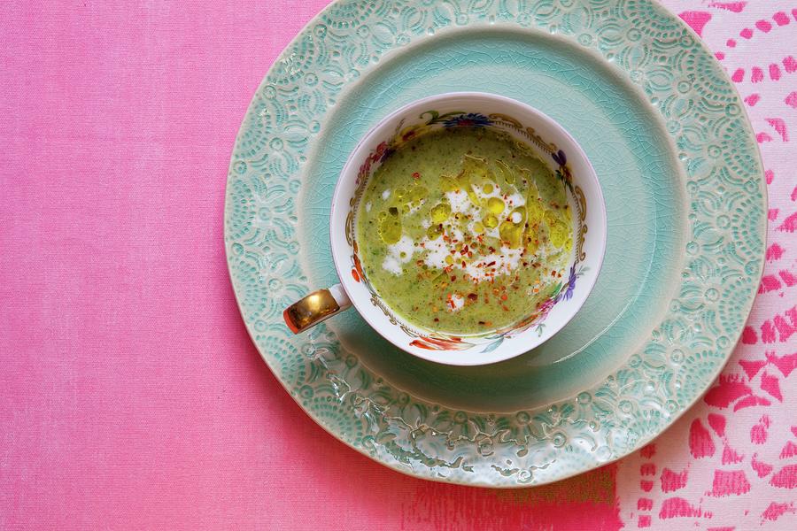 Broccoli Soup With Coconut Milk, Spinach, Olive Oil And Chili Photograph by Elisabeth Von Plnitz-eisfeld