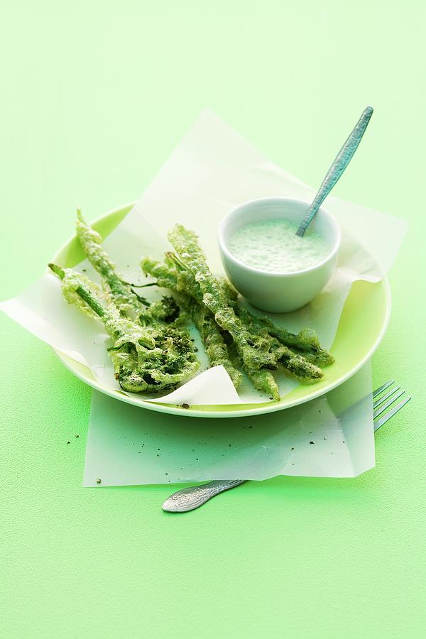 Broccoli Tempura And Green Asparagus Photograph by Michael Wissing