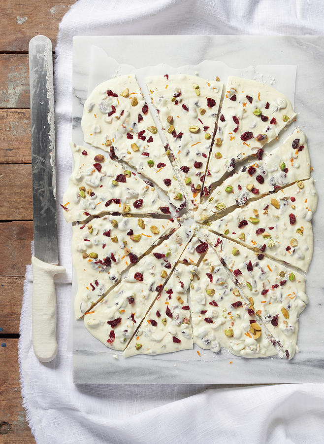 Broken White Chocolate With Dried Fruit And Pistachio Nuts Photograph by Janellephoto