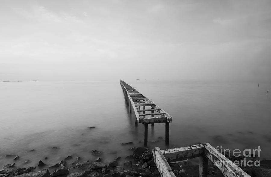 Harbor Photograph - Broken Wood Bridge And Waves Crashing by Nelzajamal Harbor Photograph - Broken Wood Bridge And Waves Crashing by Nelzajamal