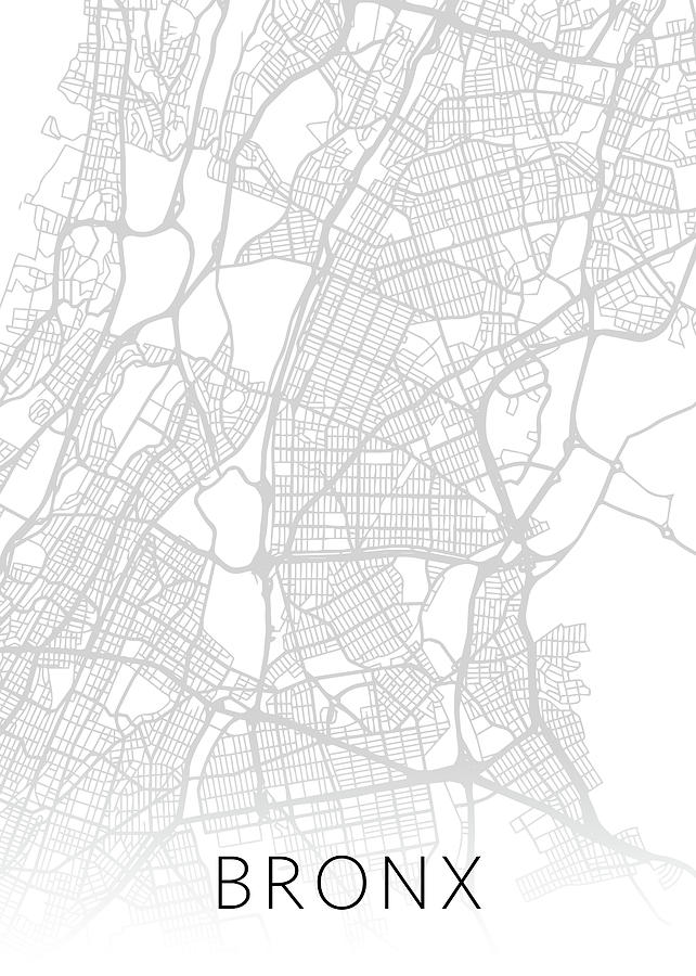 Black And White Mixed Media - Bronx New York City Street Map Minimalist Black and White Series by Design Turnpike
