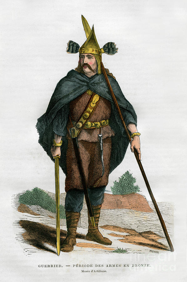 Bronze Age Warrior, 1882-1884. Artist Drawing by Print Collector