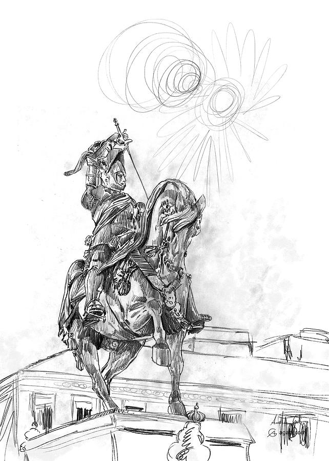Fish Drawing - Bronze Horse pencil by Andrea Gatti