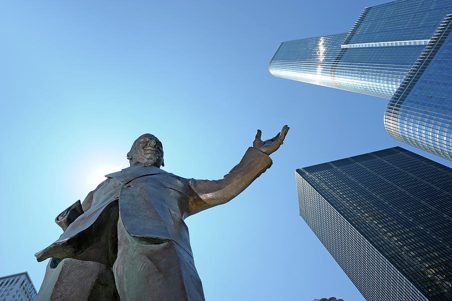 Bronze Statue In Chicago Digital Art by Heeb Photos
