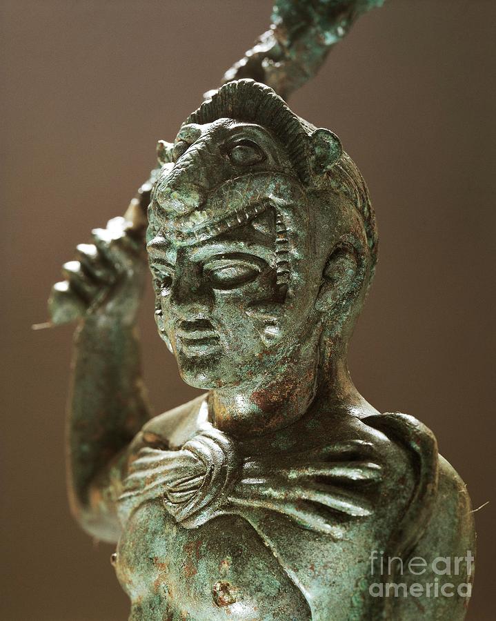 Etruscan Sculpture - Bronze Statue Of Etruscan God Hercle Or Heracle, From Sanctuary Of Villa Cassarini by Italian School