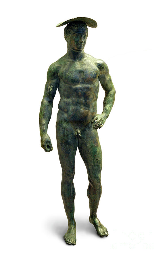 Greek Photograph - Bronze Statuette Of The God Hermes by David Parker/science Photo Library
