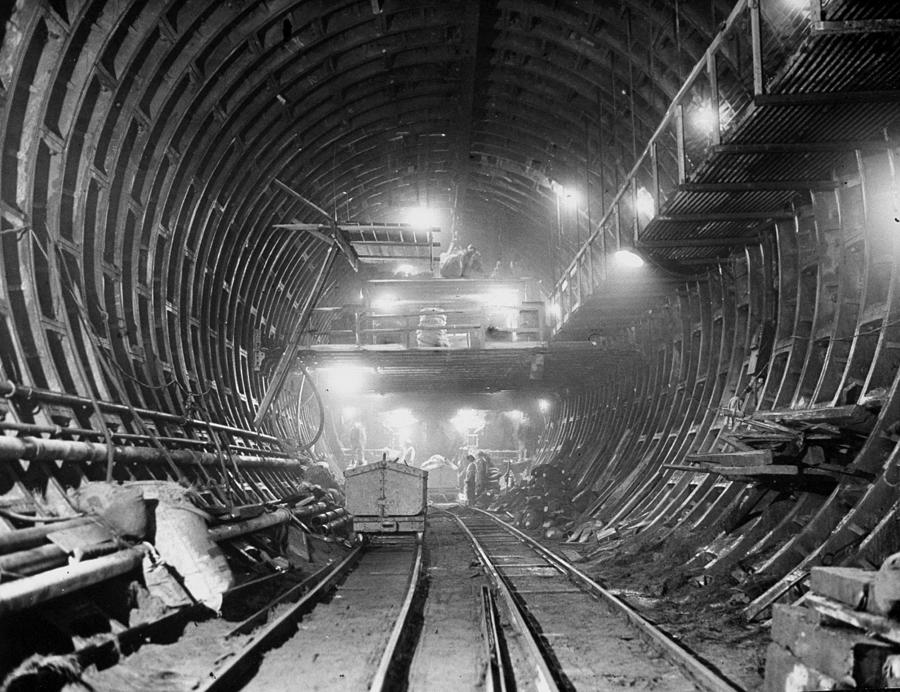 Brooklyn Battery Tunnel Construction As Photograph by New York Daily News Archive