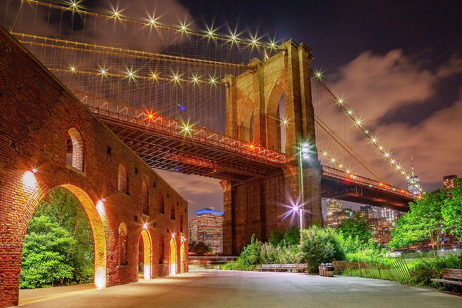 Brooklyn Bridge & Wall, Nyc Digital Art by Lumiere
