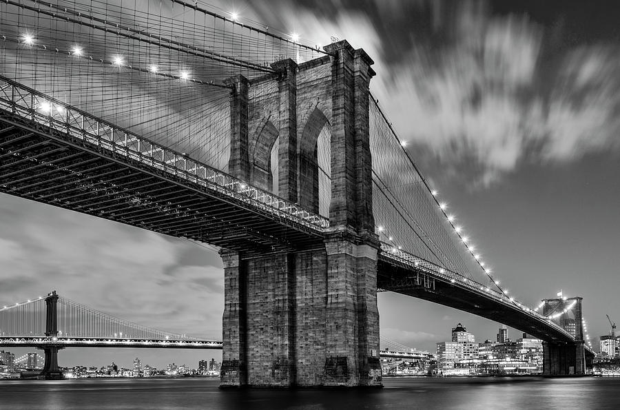 Brooklyn Bridge Photograph - Brooklyn Bridge and Clouds by Randy Lemoine