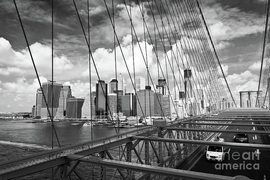 Brooklyn bridge and Manhattan Photograph by Delphimages Photo Creations