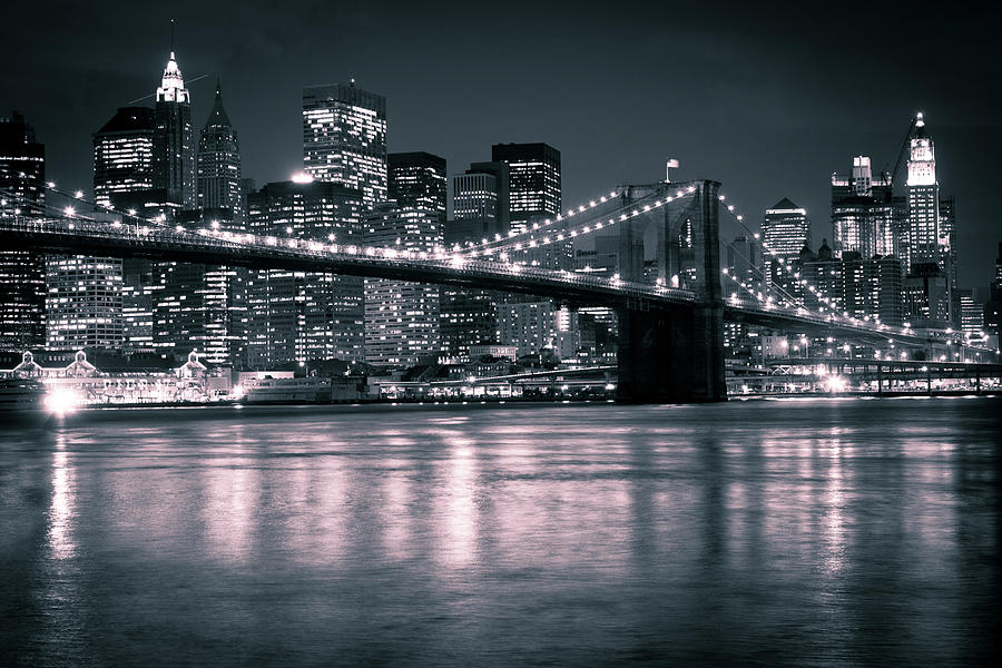 Brooklyn Bridge And Manhattan Evening Photograph by Wdstock