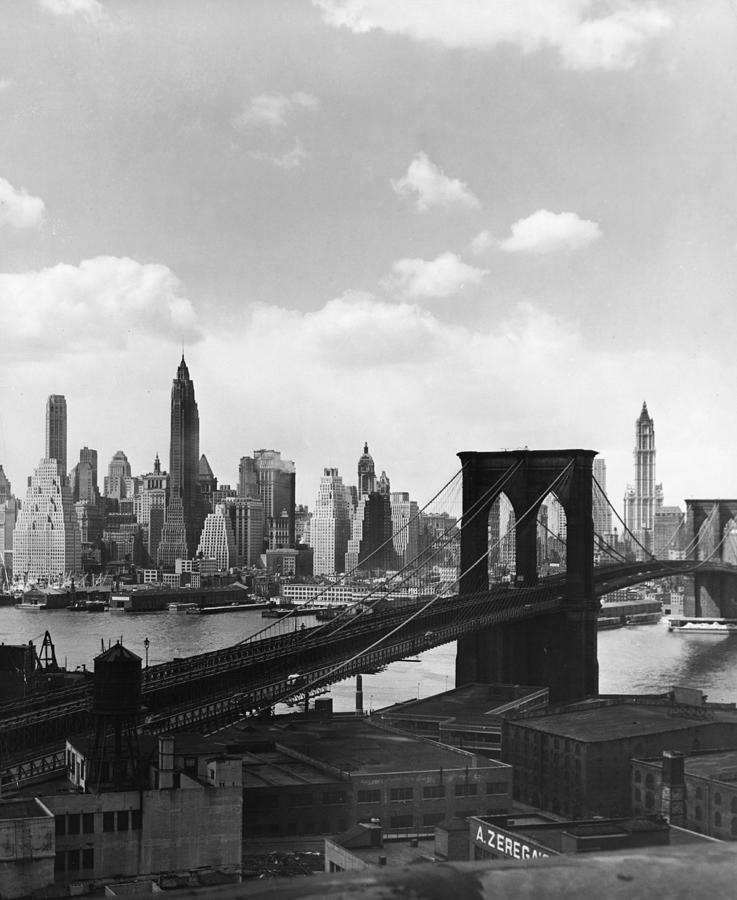 Brooklyn Bridge And Manhattan Skyline Photograph by Frederic Lewis